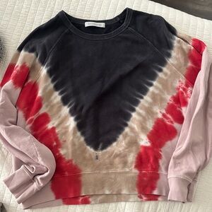 Daydreamer V-Chevron Tie-Dye Sweatshirt in Black, Red, Tan, Pink